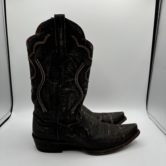 Dan Post Black and Brown Cowboy Boots - Picture 7 of 16